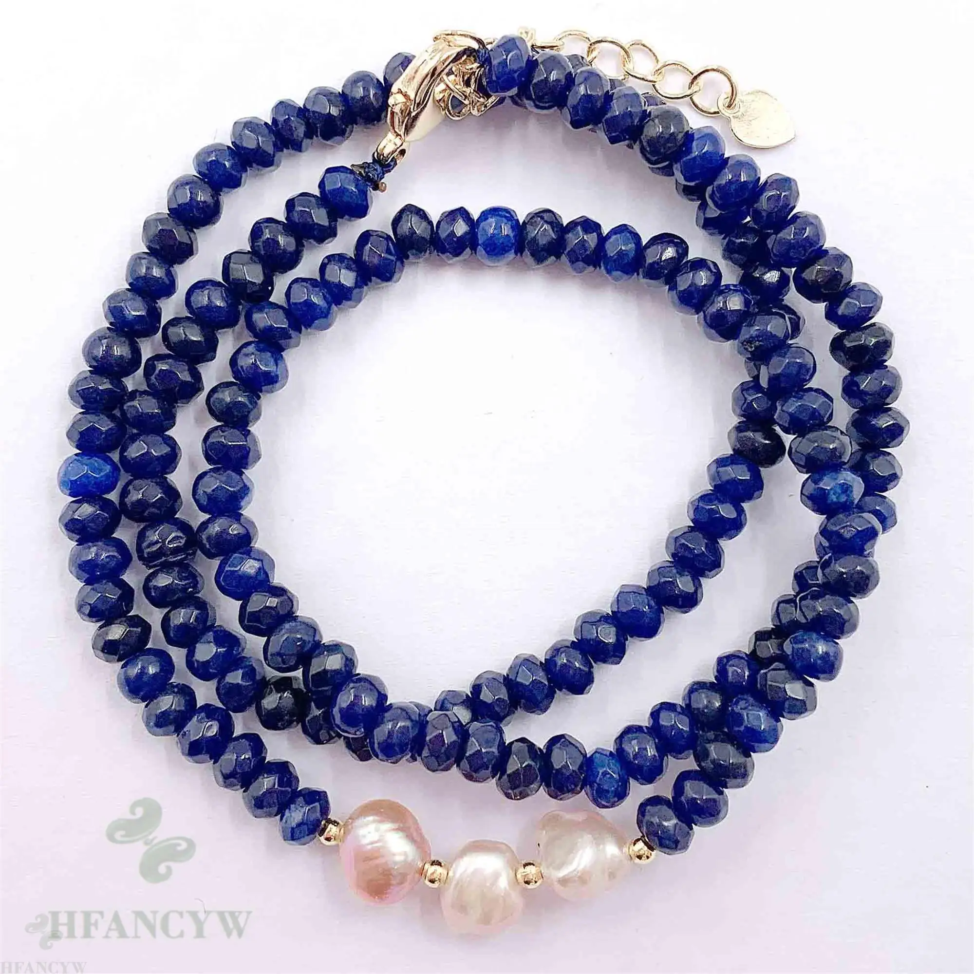 2x4 мм синий халцедон розовый барокко Жемчужное ожерелье 18 дюймов для женщин