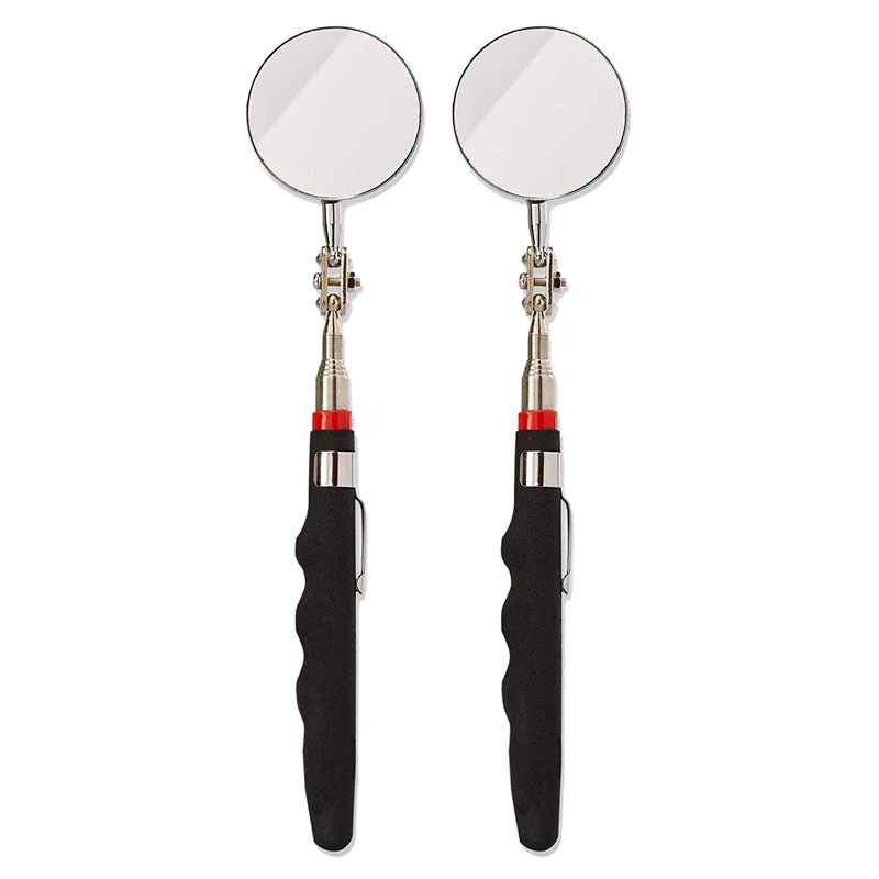 

2-Pack Round 2-Inch Telescoping Inspection Mirror,Extends Up To 24.5 Inches,Black
