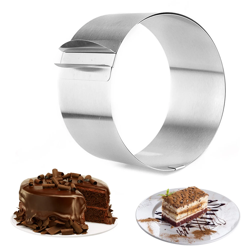 

Круглая форма для торта из нержавеющей стали, регулируемая форма для торта со шкалой, кольцо для изготовления торта, кухонная утварь для вып...