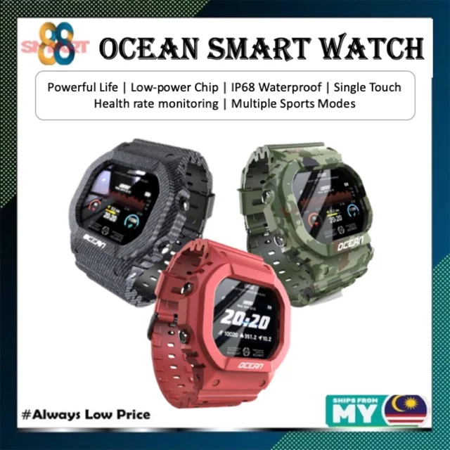 

(88Smart.my) LOKMAT Ocean Smart Watch Touch Screen Heart Rate IP68 Waterproof Smart Bracelet