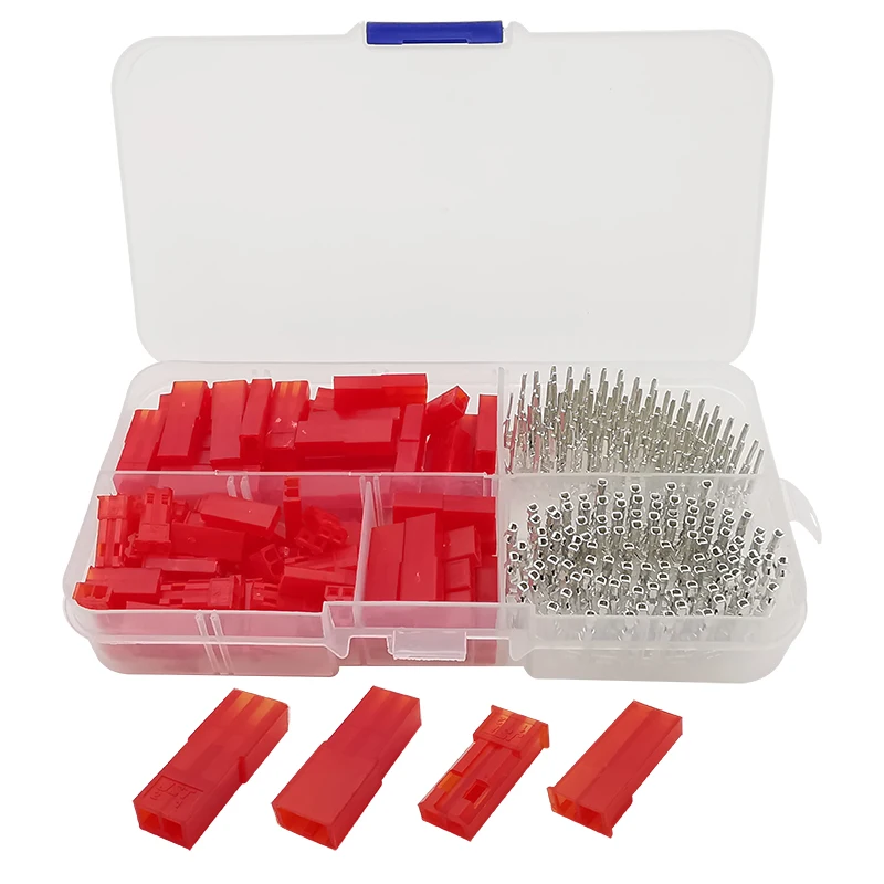 JST 2.54mm SYP 2P Female &amp Male Red Plug Housing Crimp Terminal Connector Kit 300Pcs (50set) JST-SYP-2A for RC Lipo Battery - купить по