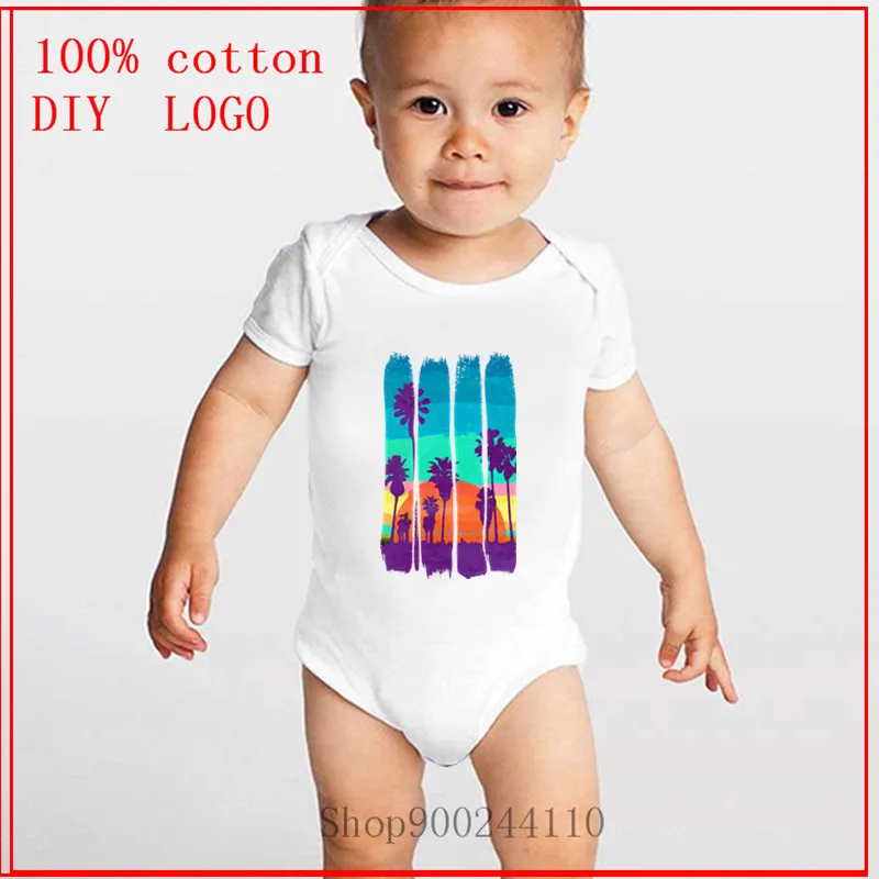 Винтажные кисти Майами пляжное летнее закат Печать Боди для малышей