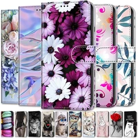 cute funny painted flip leather case on for huawei y6p y6 prime y6pro 2018 y6s 2019 card slot wallet animal pattern cover