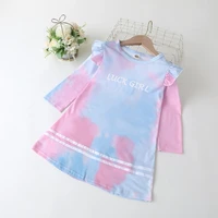 new fashion kids clothes kids dresses for girls letter tie dye flying sleeve princess dress spring fall baby girl clothes 1 6y