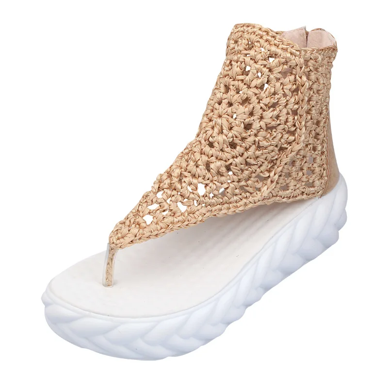 

Fashion High-quality Women Sandals Summer Shoes Casual Flat-with Zipper Platform(5cm) Solid Student Female Shoes High (5cm-8cm)