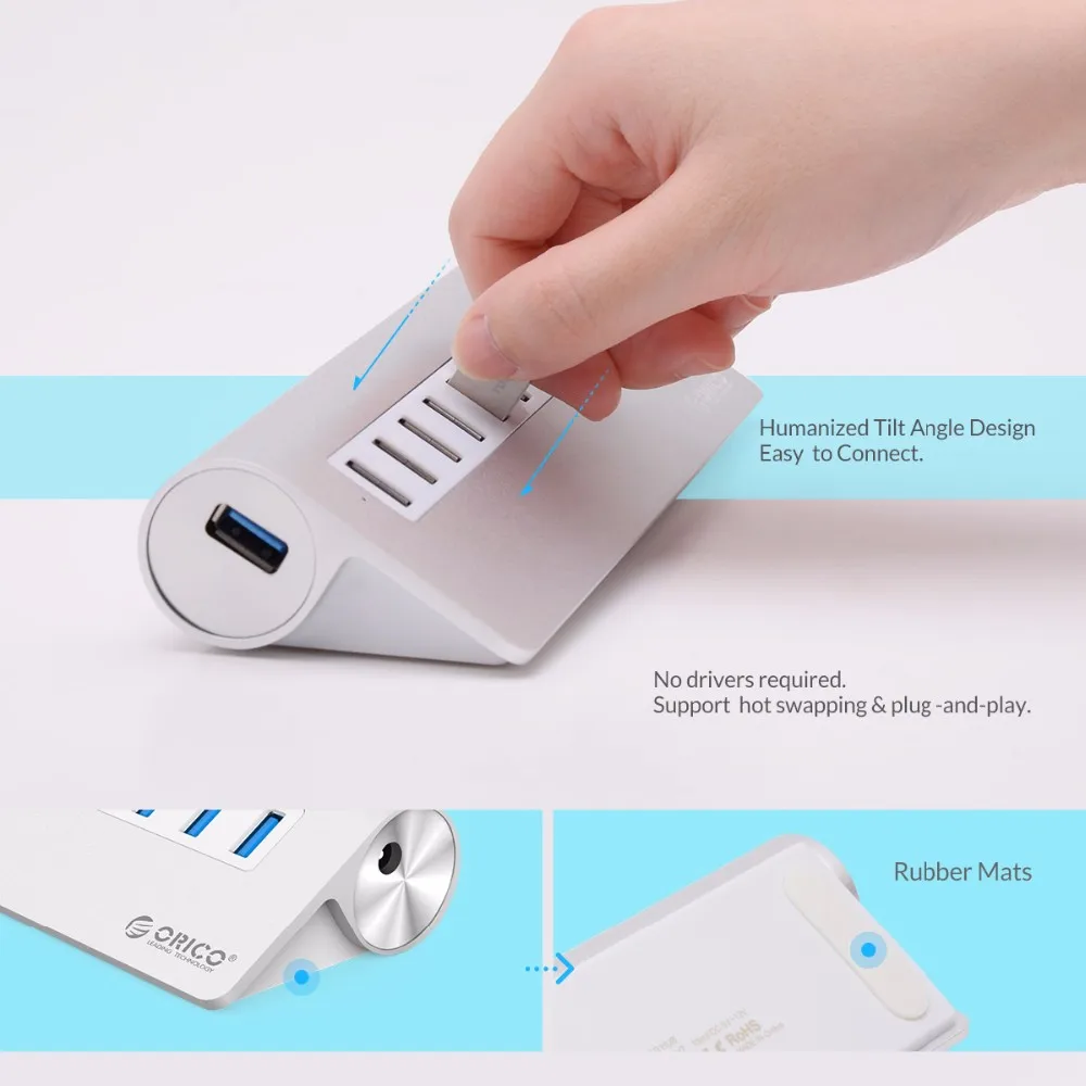 Алюминиевый Концентратор ORICO USB 3 0 с 7 10 портами 5 Гбит/с высокоскоростной usb