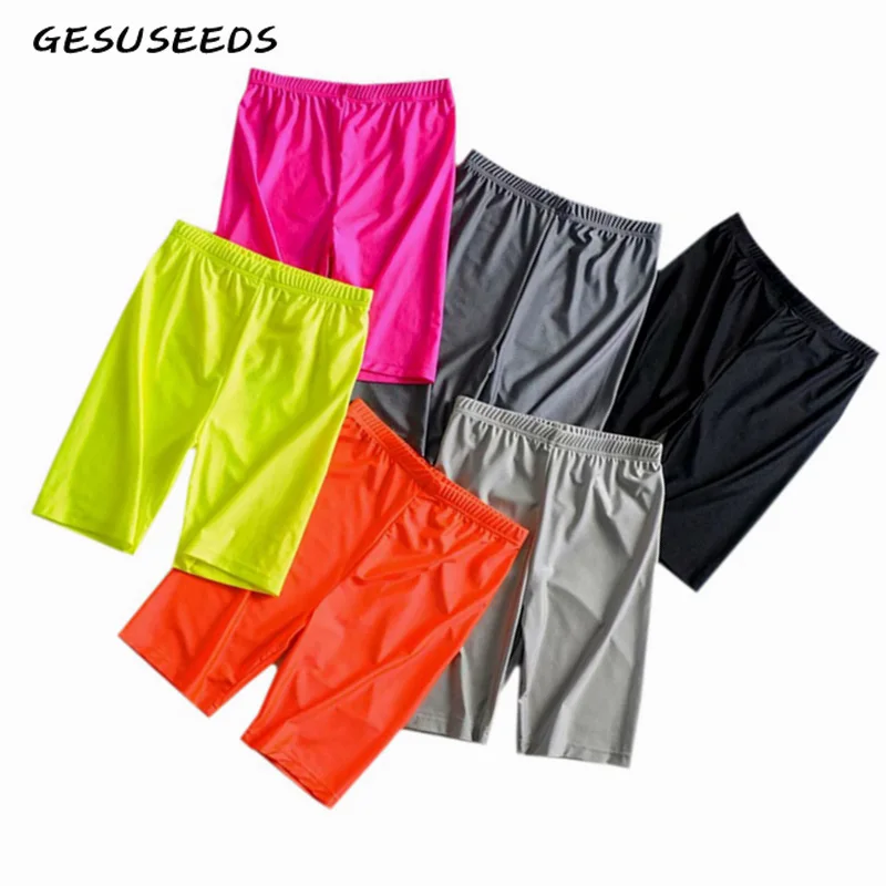 Pantalones cortos de motorista para mujer, shorts de cintura alta, elásticos, informales, vintage, color caqui y rosa