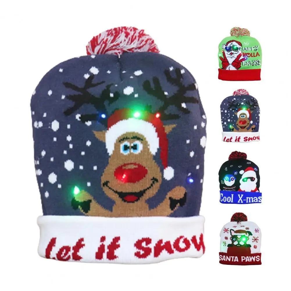 

Прямая поставка, светодиодная шляпа, привлекательная износостойкая трикотажная ткань, милая мультяшная светодиодная шляпа, рождественски...