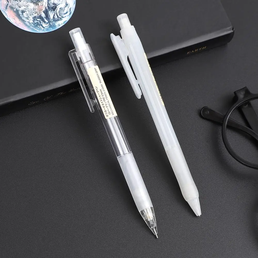 1 шт., японский механический карандаш MUJI, прозрачный белый пресс-зажим, 0,5 мм, карандаши, офисные принадлежности, школьные канцелярские принадлежности, poloden