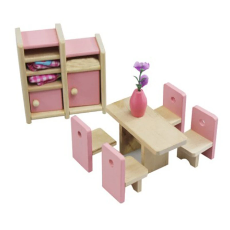 

Wooden Delicate Dollhouse Furniture Set For Dolls Simulation Miniature For Kids Pretend Play House Rooms Set Kids Girl Gift