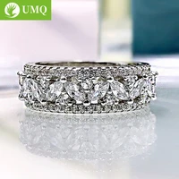 umq 100 925 sterling silver sparkling full high carbon diamond hollow out flowers engagement rings for women fine jewelry