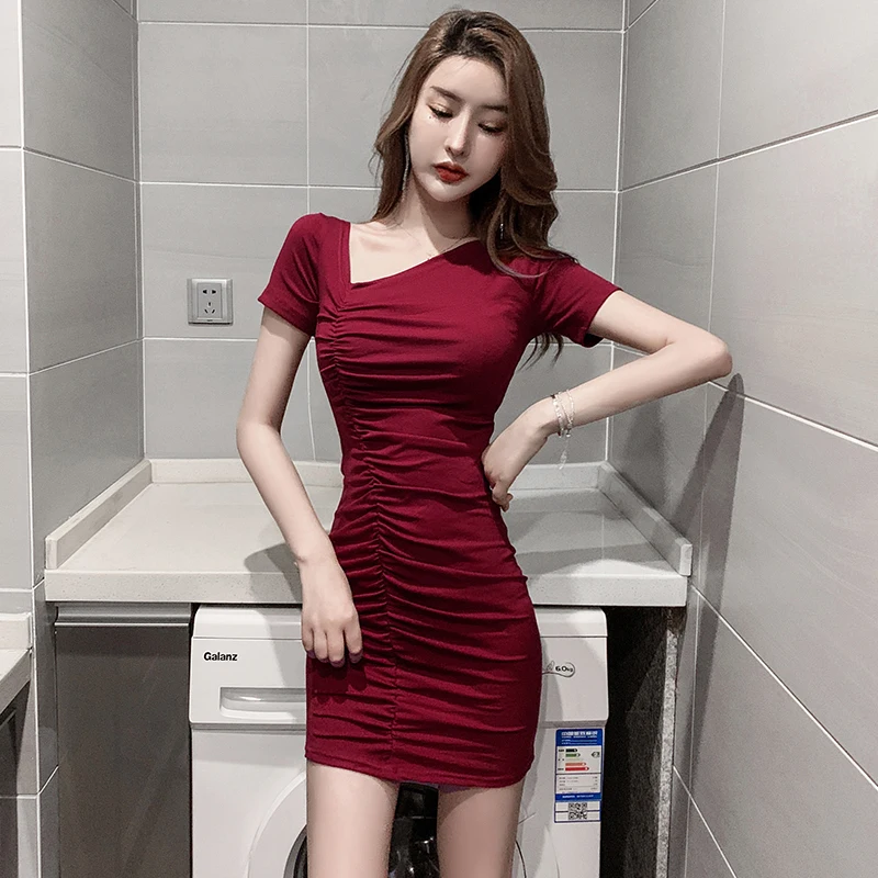 

Sexy irregular dress 2020 new design slim slimming buttocks Office Lady Polyester Sheath Solid Zippers