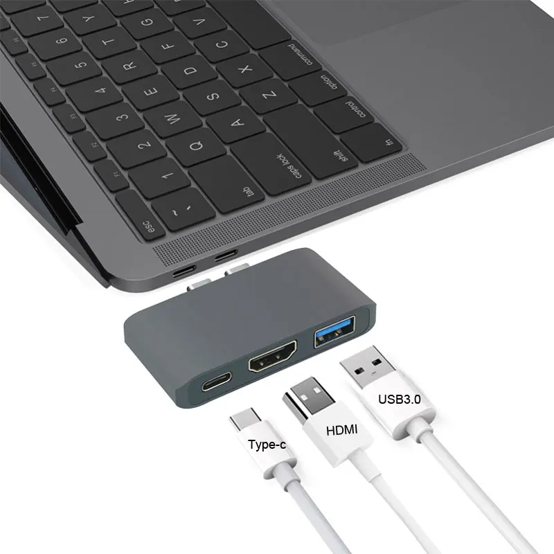 Концентратор USB Type-c 3 в 1 концентратор 0 с разъемом HDMI 4K из алюминиевого сплава для