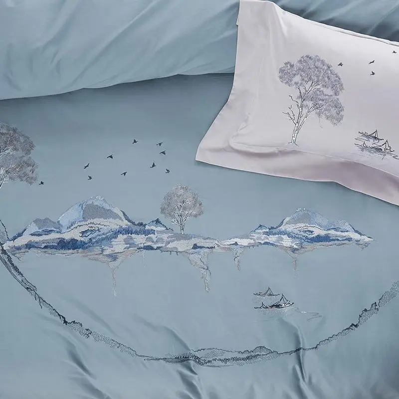 100 хлопок постельное белье Роскошные шелковые королева пододеяльник покрывала и