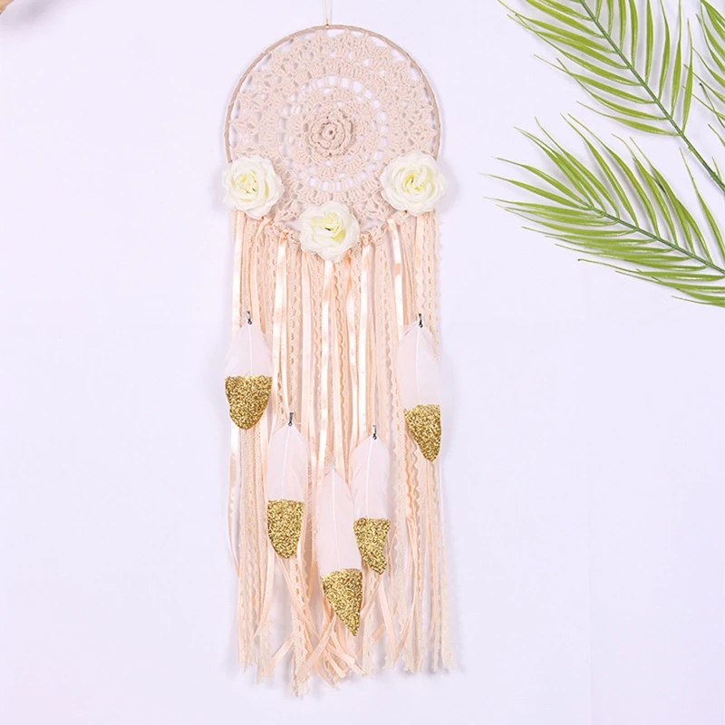 

Ручная работа, цветок, кисточка, Ловец снов, перо, настенное искусственное украшение, украшение для автомобиля, спальни, дома