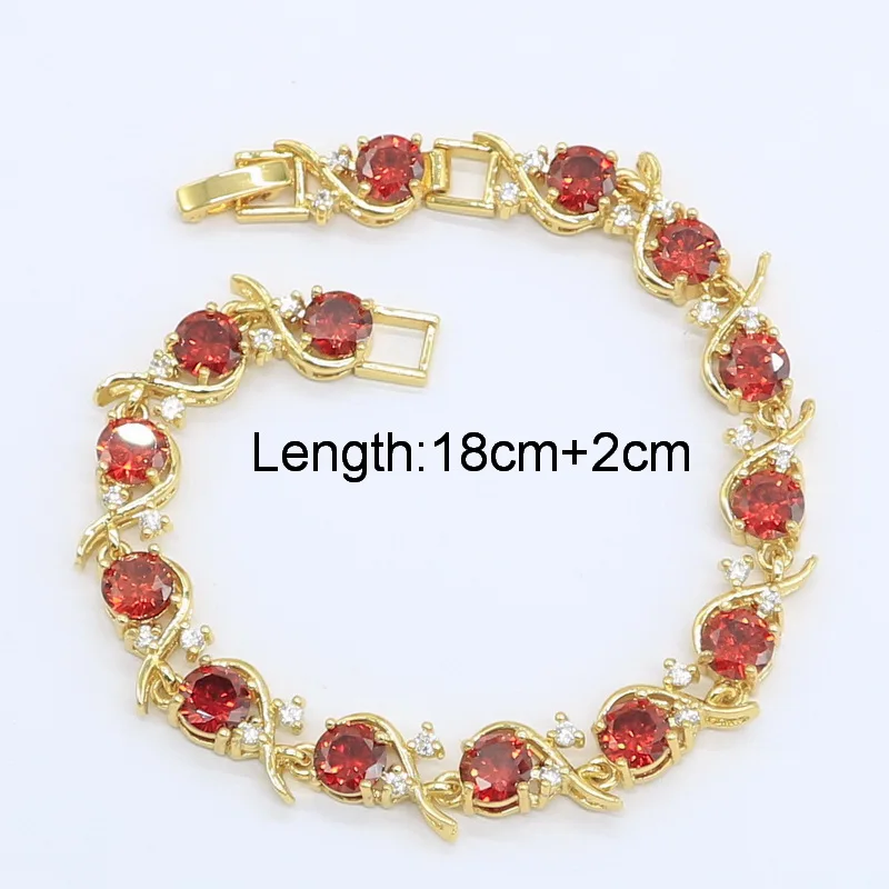 Набор украшений для женщин с красным цирконием геометрической формы набор