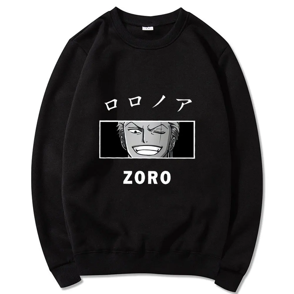 

Mens Roronoa Zoro Print Sportswear Japanese Anime Harajuku Sweatshirt One Piece Spring Autumn Cotton Tracksuit Black Streetwear