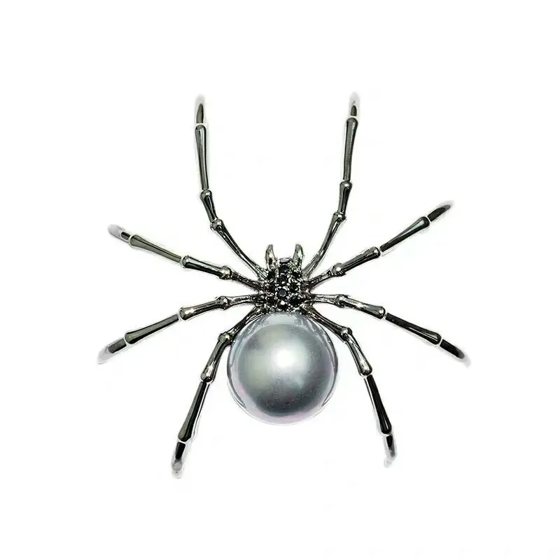 

Environmental protection copper natural shell bead zircon Spider Brooch Electroplating process for insect design accessories