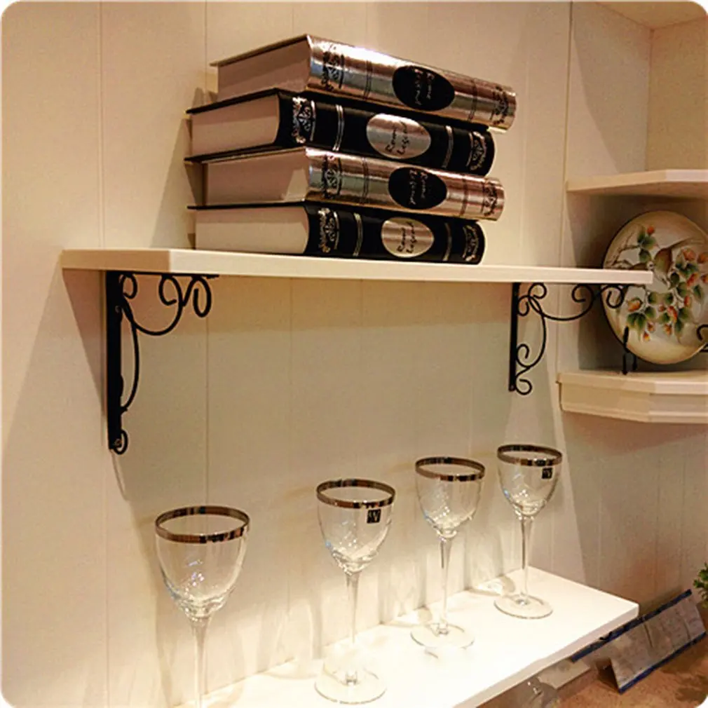 

Shelf Brackets Wall Mounted Floral Shelf Black Brackets Storage Board Support Frame Iron Metal Tripod