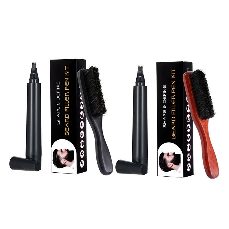 

Beard Pencil and Brush Kit Barber Pencil with Brush Salon Facial Hair Styling Eyebrow Tool Male Mustache Repair Shape