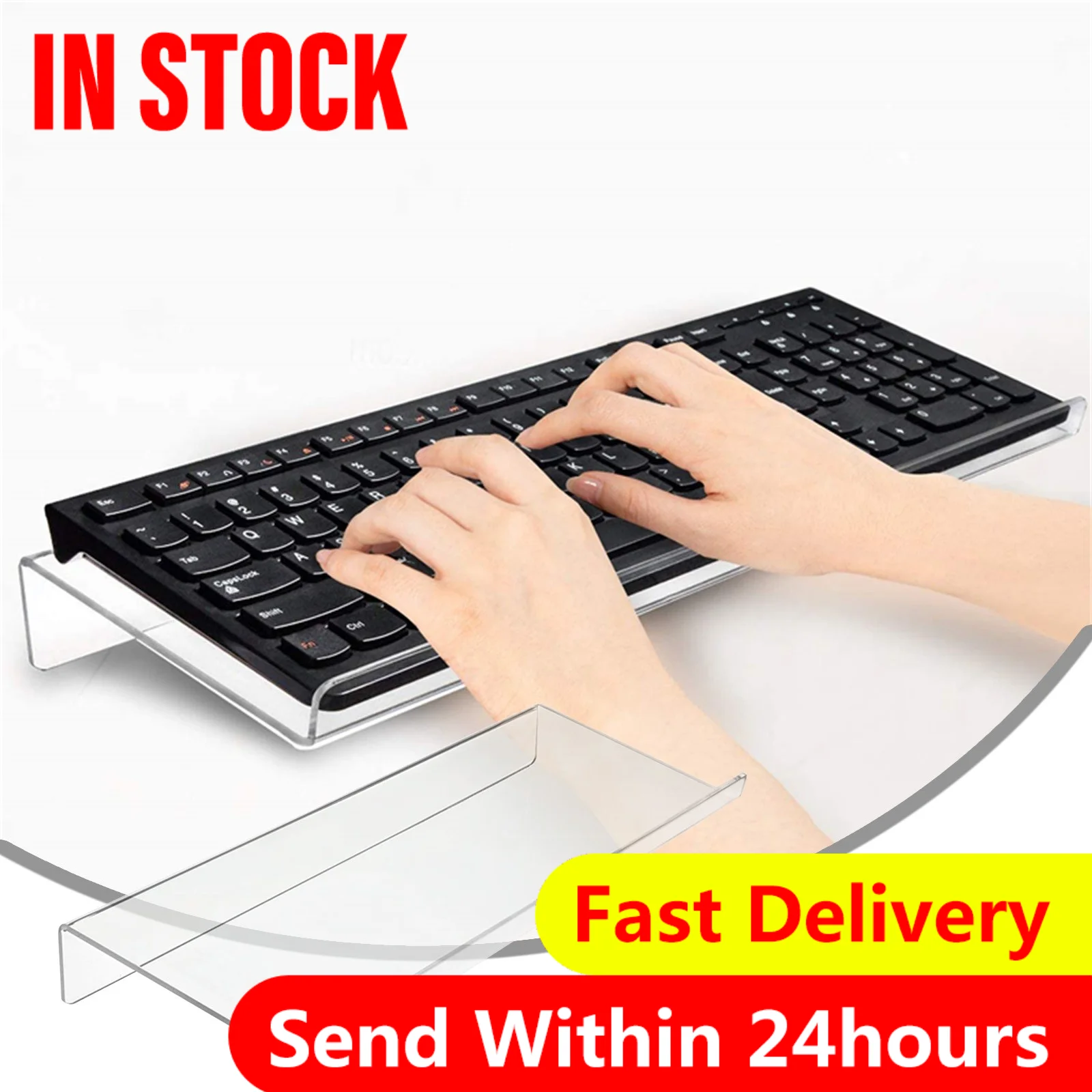 

Transparent Acrylic Computer Keyboard Holder Clear Tilted Keypad Stand For Office Home School Use Supplies #3