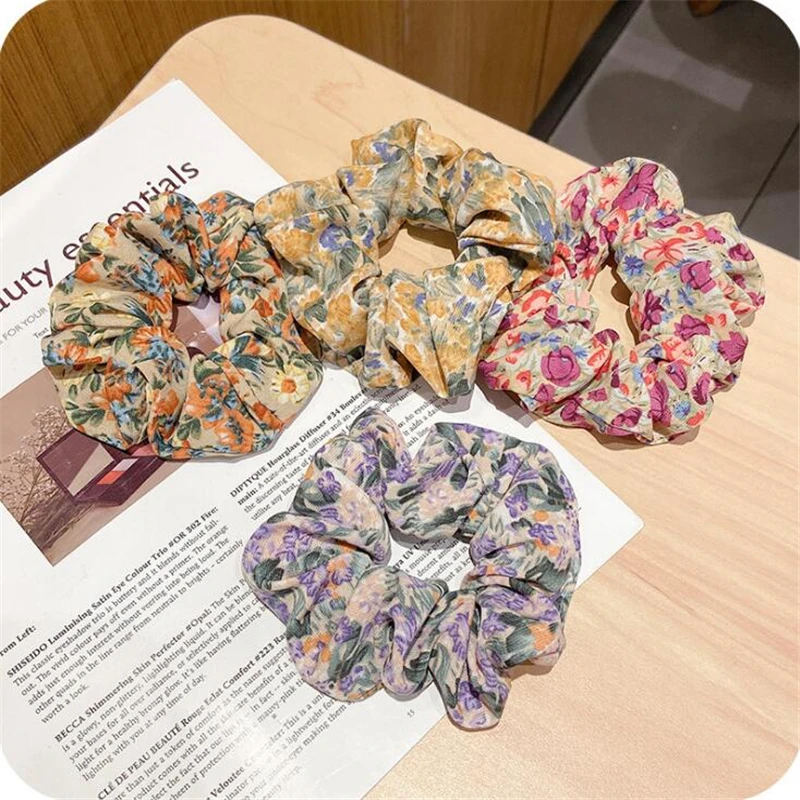 

1pc Fashion Flower Spring Summer Women Girls Elastic Hairband Headband Round Sweet Vintage Hair Accessories Scrunchies For Women
