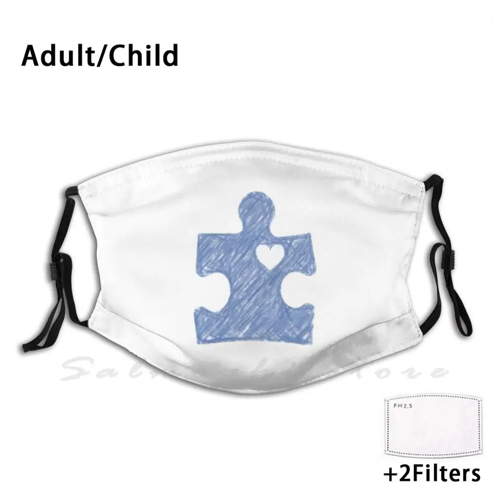 Маска пазл для аутизма голубой карандаш символизирующий воображение|Мужские