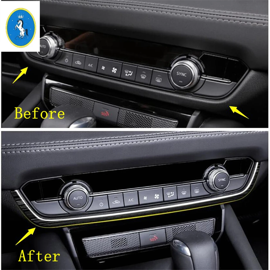 

Yimaautotrims Auto Accessory Middle Air Conditioning AC Knob Panel Strip Cover Trim Fit For Mazda 6 2019 2020 Stainless Steel