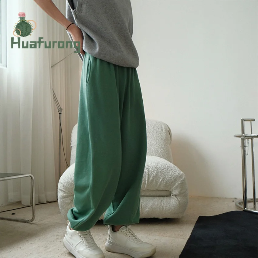 

Early Autumn New Korean Ins Three-color Basic HarmTrousers Elastic High Waist Corset Sports Pants Loose Wide-leg rouser