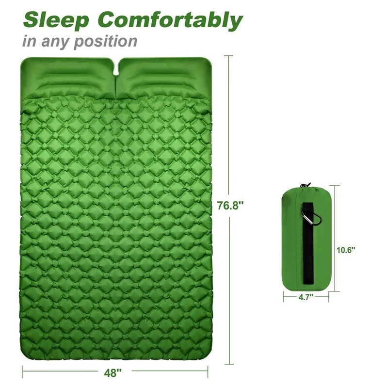 barato Quente Ultraleve Duplo Almofada De Dormir Para Acampamento Com 2 Travesseiros Conforto Dormir Almofada Portátil Para Tenda Mochila Caminhadas