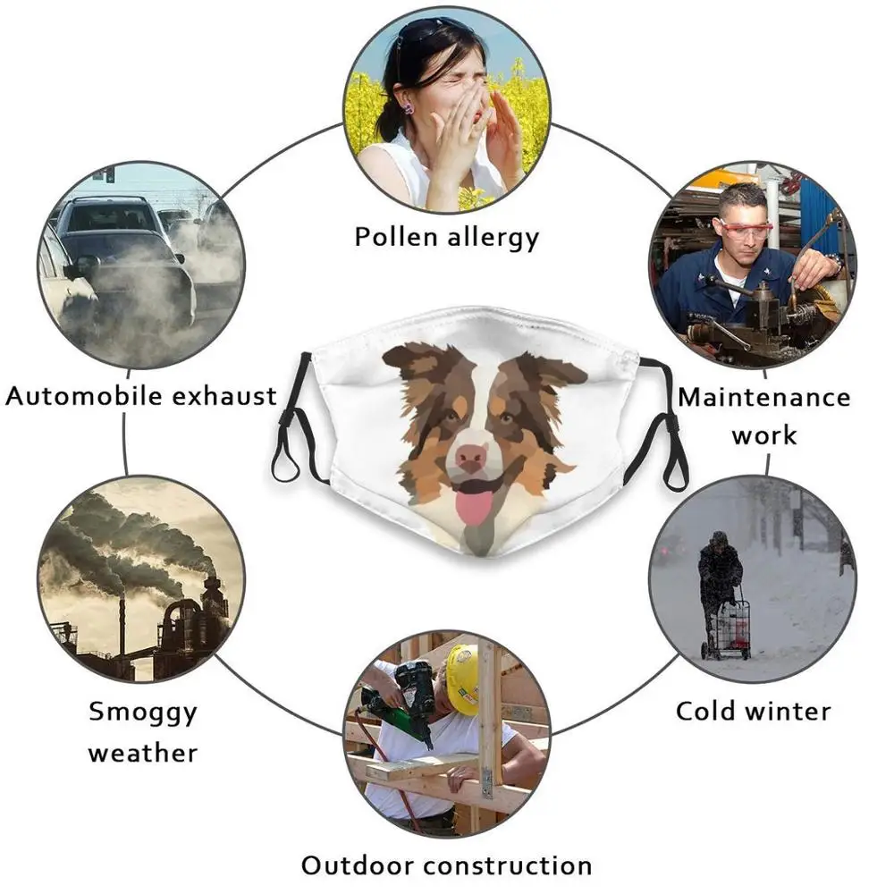 

Australian Shepherd Fashion Mouth Masks Filter Adult Kids Face Mask Aussie Dog Australian Shepherd