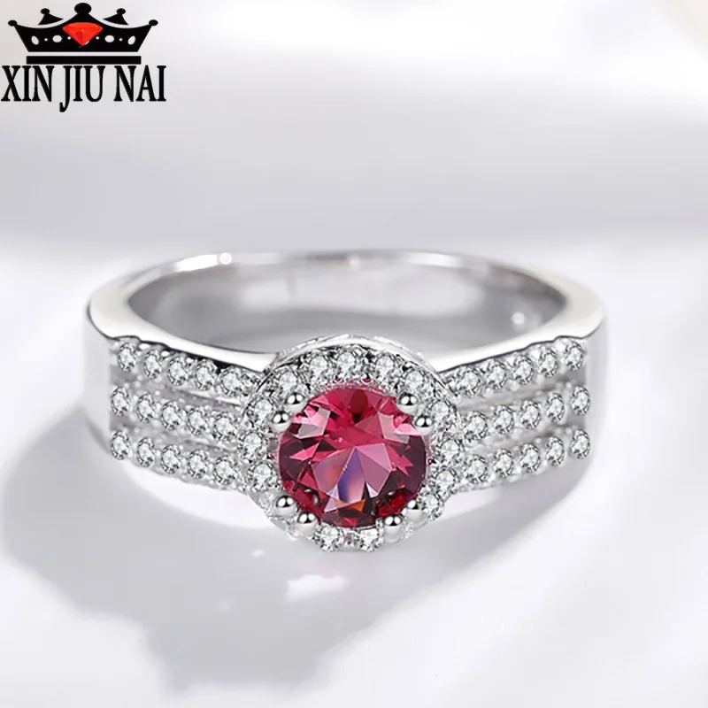 Женское кольцо из стерлингового серебра 925 пробы с Рубиновой розой в Корейском