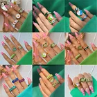 Женский комплект колец с сердечком Y2K, разноцветные открытые медные кольца карамельных цветов с ручной росписью, ювелирные изделия