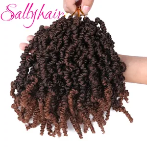Sallyhair 15 Strands Spring Twist Pre-twisted Synthetic Hair 10 inch Passion Nubian Twist Crochet Hair Ombre Braiding Hair