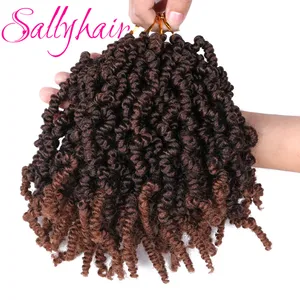 Sallyhair, 15 прядей, пружинные скрученные Предварительно скрученные синтетические волосы, 10 дюймов, Страстные волосы Nubian, вязаные крючком волосы с Омбре, плетеные волосы