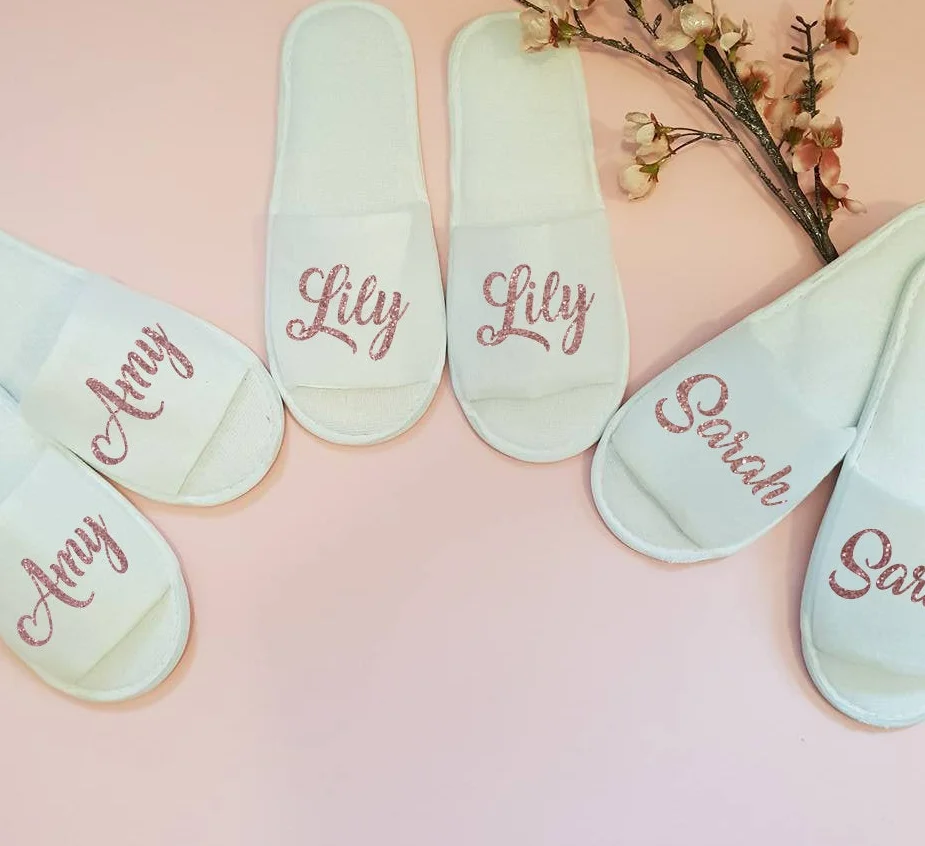 Индивидуальный подарок на день рождения свадебные шлепанцы для невесты девичьи