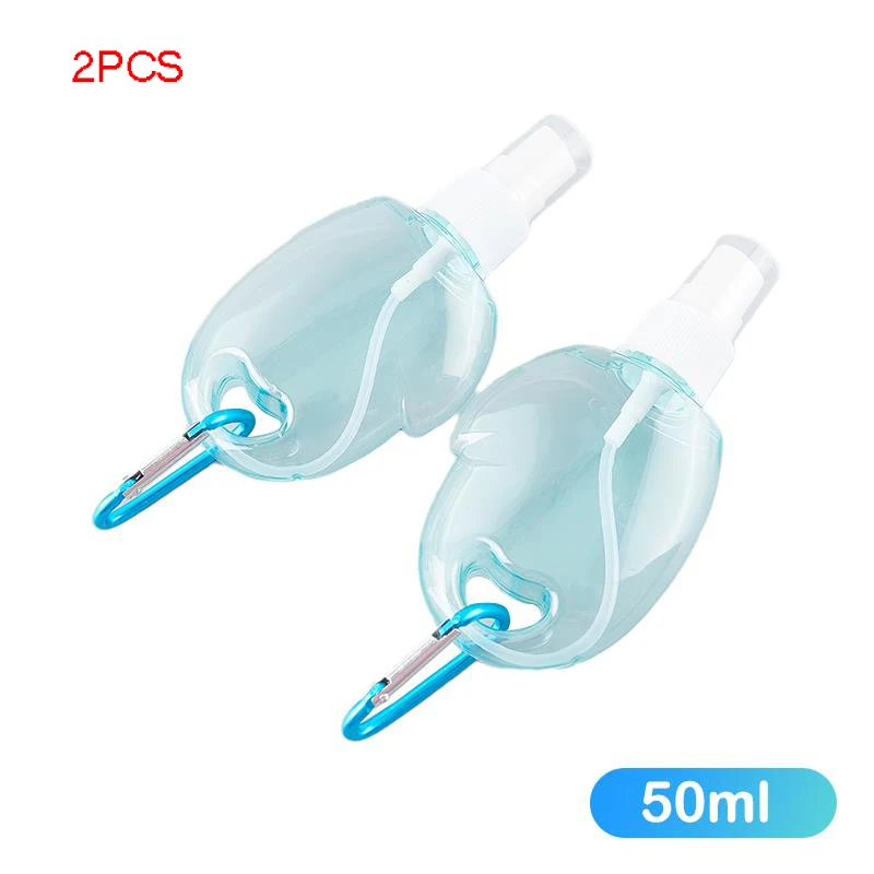 

Пустая многоразовая бутылка 50 мл с кольцом для ключей и крючком, дорожная бутылка для дезинфицирующего средства для рук, 2 шт.
