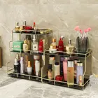 Золотистый Железный художественный органайзер для макияжа, двухслойный женский косметический Органайзер, Настольный стеллаж для парфюма