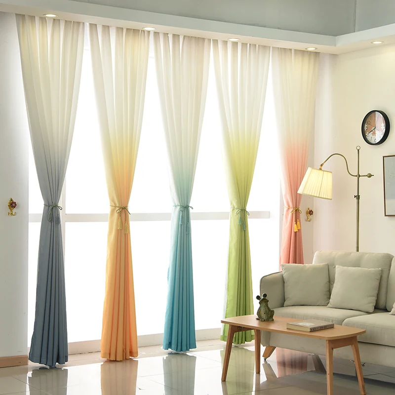 

Gradient Curtains for Living Room Kitchen Bedroom Decoration Sheer Voile Drapes Window Treatment