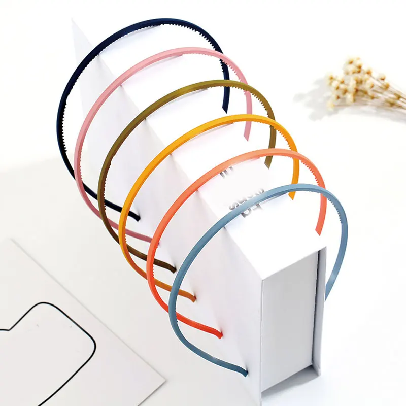 

Simple Anti-Slip Hair Hoop Plastic Thin Headband Solid Color Resin Hairbands Frosted Hair Accessories For Woman Girls Headwear