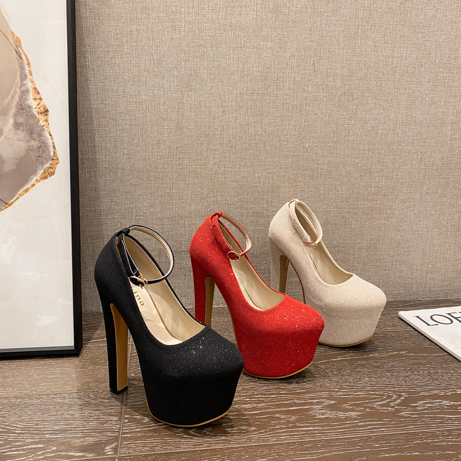 Туфли-лодочки женские на платформе водонепроницаемые высокий каблук 16 см