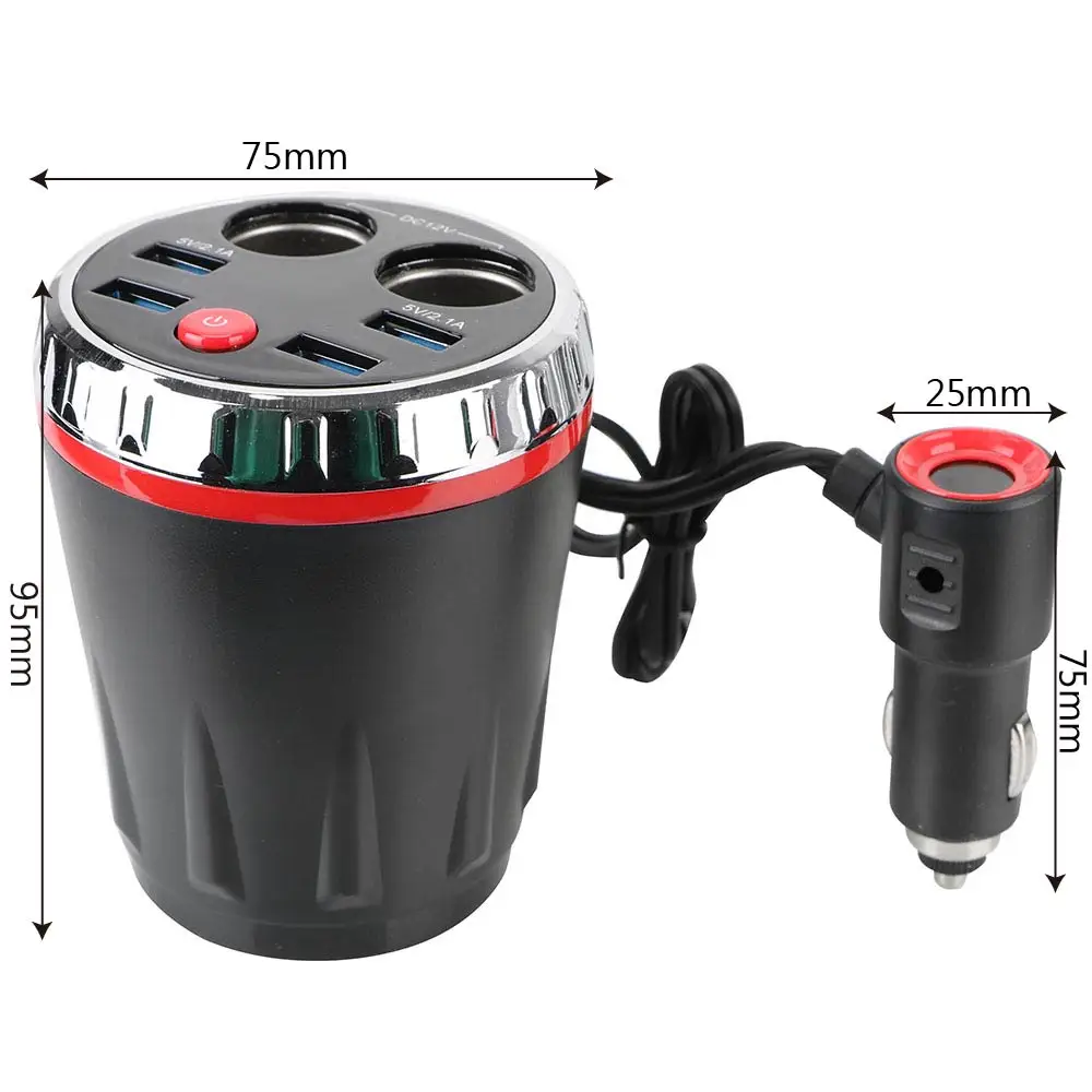 

Max 5V 3.1A Dual Cigarette Lighter 4 USB Car Charger Car Cup Electronic Lighter Socket Splitter Universal