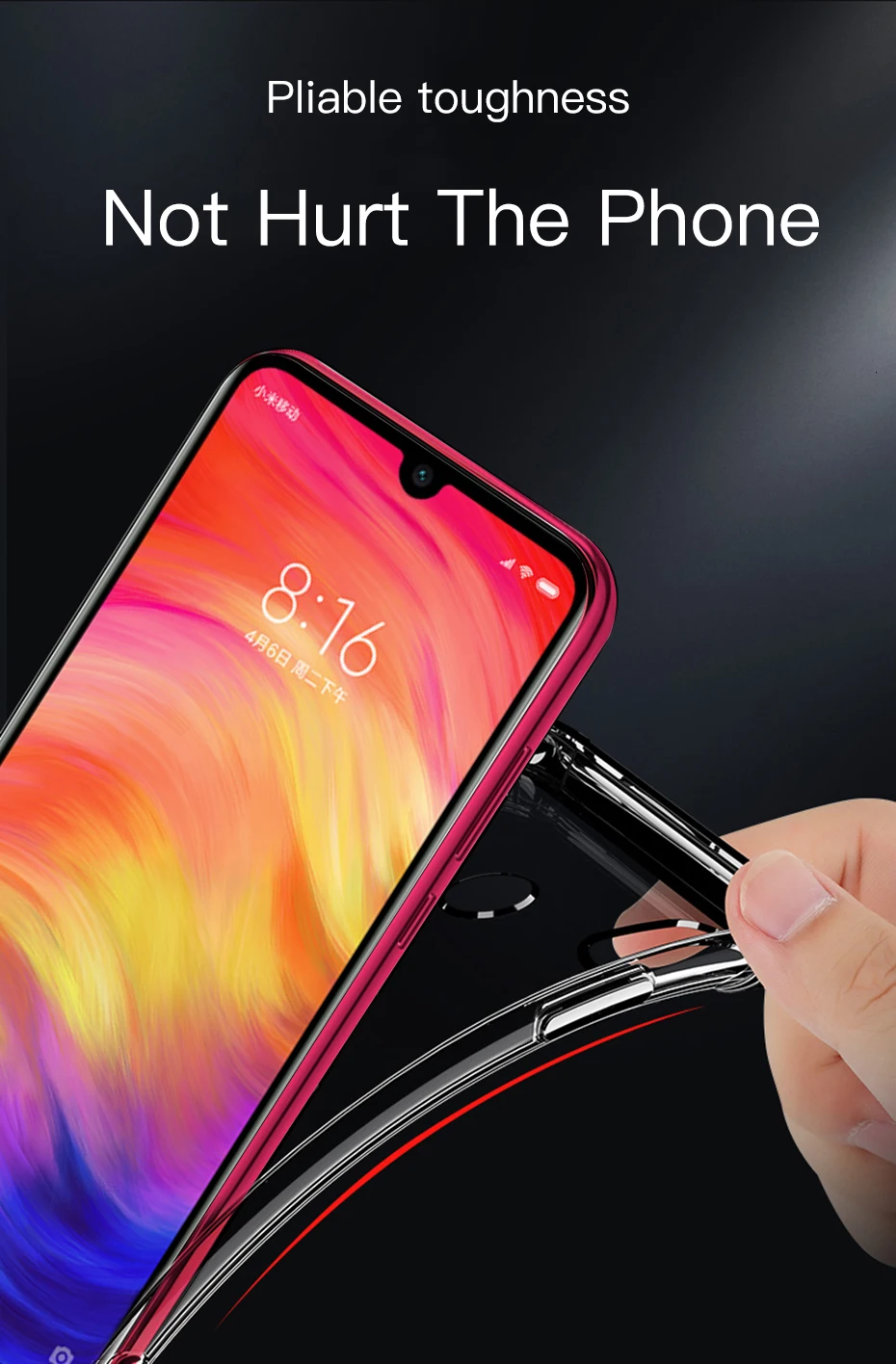 Прозрачный защитный сверхпрочный ТПУ бампер чехол для телефона Xiaomi Redmi Note 8 7 6 5 Pro