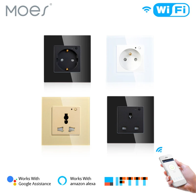 WiFi умная настенная розетка стеклянная панель Smart Life/приложение Tuya дистанционное
