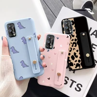 For Realme Pro Wrist Strap Phone Holder Case Silicone Cases For OPPO Realme 7Pro Realme7 Pro 6 4 Flower Stand Coque Bumper