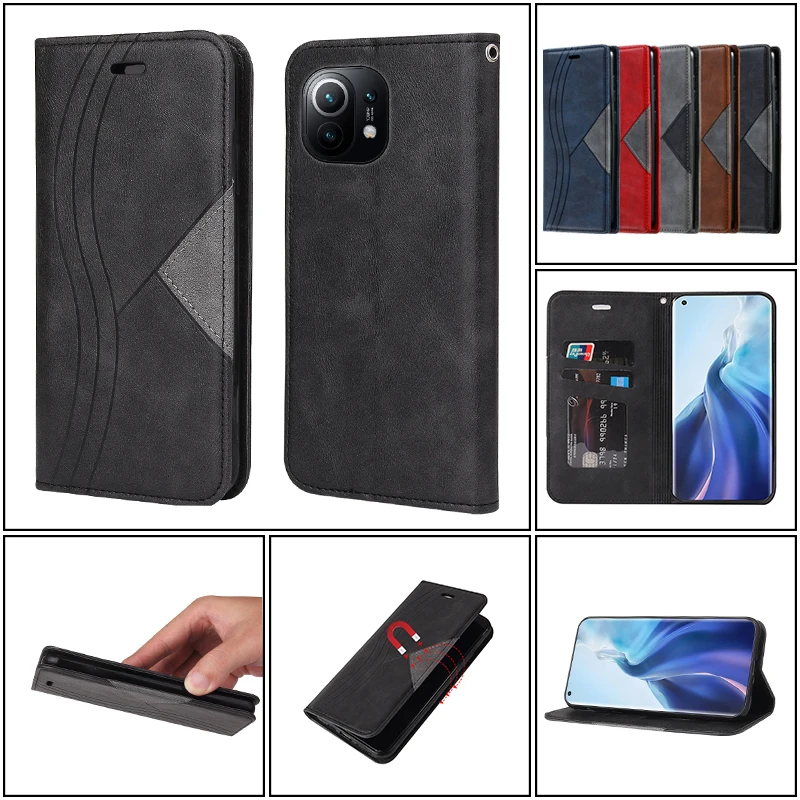 

Solid Color Flip Phone Leather Case For Xiaomi Mi 9T 9 11 10 10T CC9 CC9E Pro A3 Note 10 Poco M3 X3 Nfc Card Slot Bracket Cover