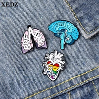 xedz new human organ medical enamel pin bone strange brain lung heart lapel brooch punk gothic jewelry gift for doctor friends