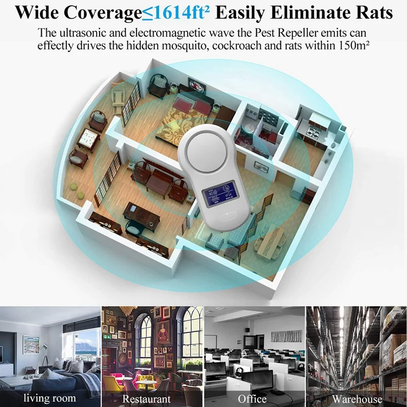 Enchufe electr&oacute;nico ultras&oacute;nico para interiores, Control de plagas mejorado para ratones, roedores de mosquitos, cucarachas, repelente silencioso seguro-5