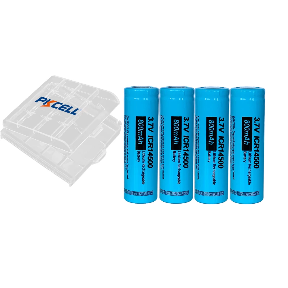4 шт * PKCELL 14500 Перезаряжаемые Батарея 3 7 V 800mAh AA ICR14500 литий ионный аккумулятор для
