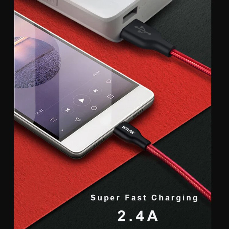 VOXLINK USB Type C USB 2.4A Cable USB C Type-C Sync & Charge Cable for Huawei P20 Mate20 OnePlus 2 ZUK Z1 LG G5 Xiaomi 8SE HTC10